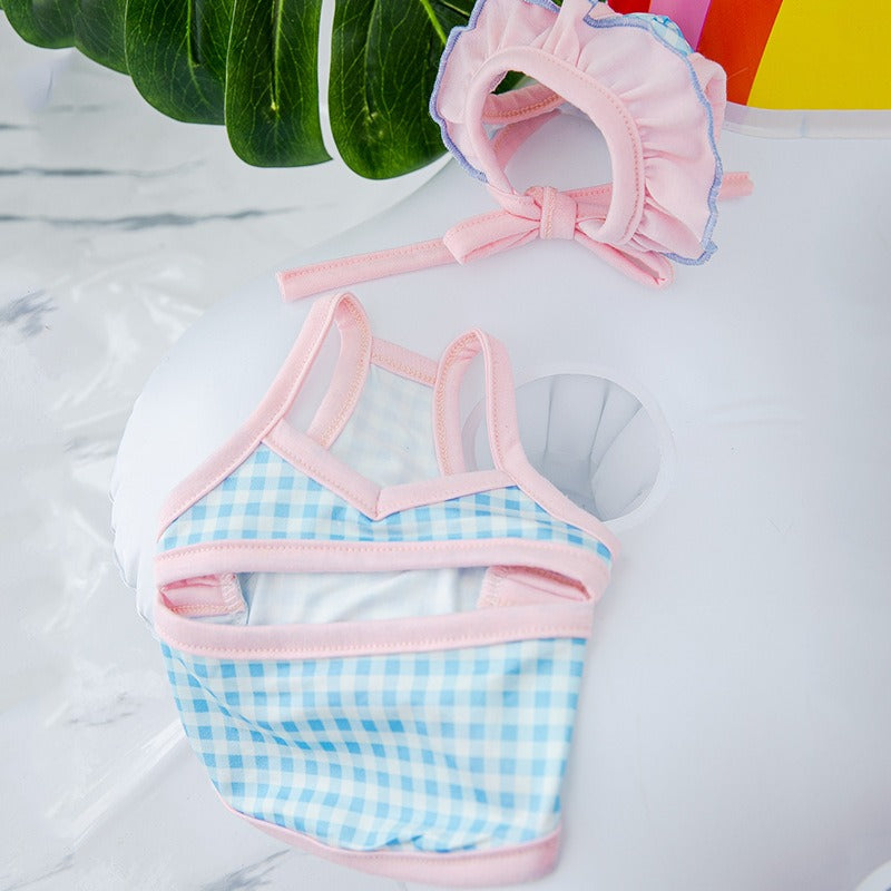 Pet swimsuit cat shapewear with swimming cap one piece suspender bikini dog vest swimsuit