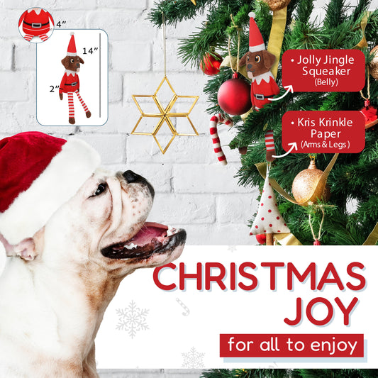 Festive Elf Interactive Enrichment Dog Toy for Holiday Play