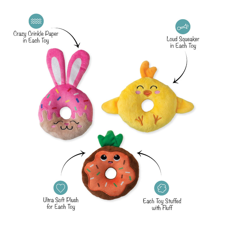 Easter Holey Donuts Small Dog Toy Set - 3 Pc