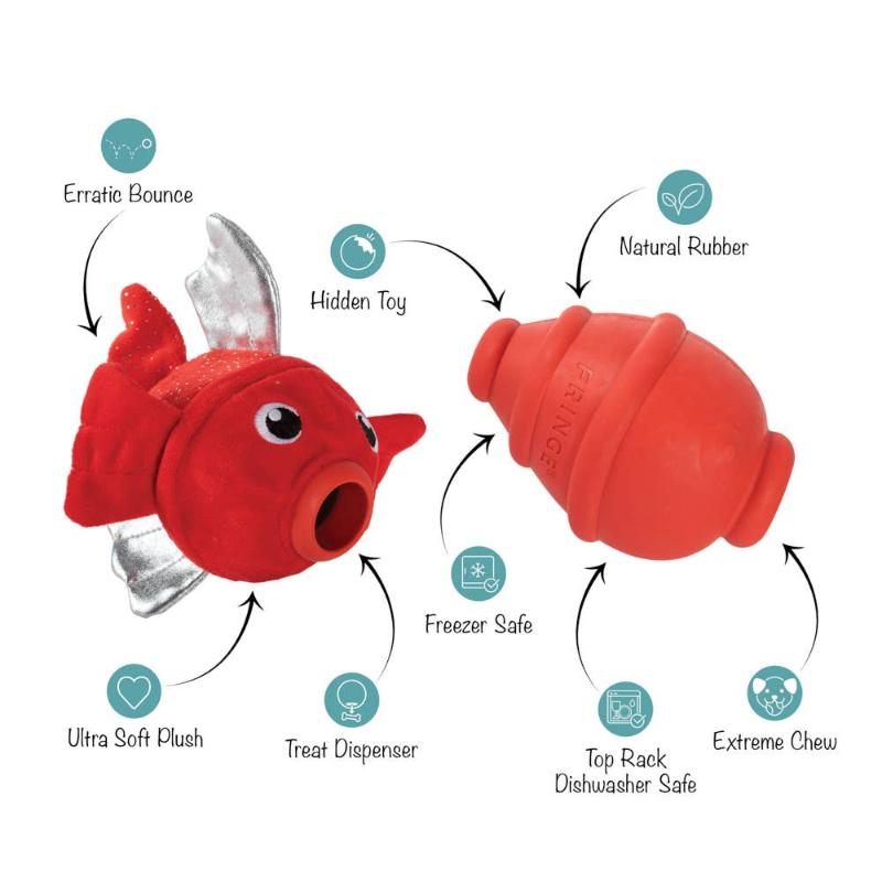Reel Me In Red Fish Rubber & Plush Dog Toy