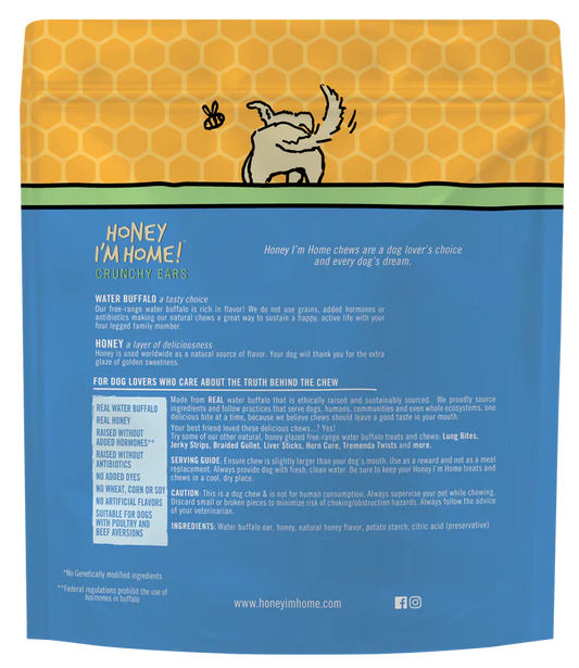 Honey Dog Buffalo Crunchy Ears 4Pk dog treats Premium - detail view