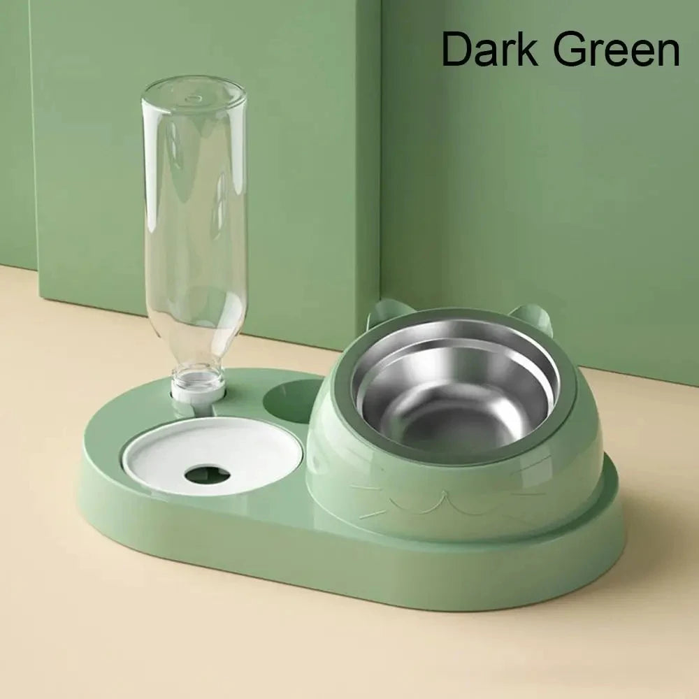 2 In 1 Cat Bowl Water Dispenser Automatic Water Storage Pet Food Bowl Food Container With Waterer Feeder Dog Cat Food Bowl