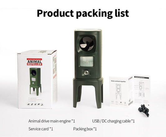 Solar mouse repeller, outdoor multi-floor cat repeller, LED explosion ultrasonic dog repeller