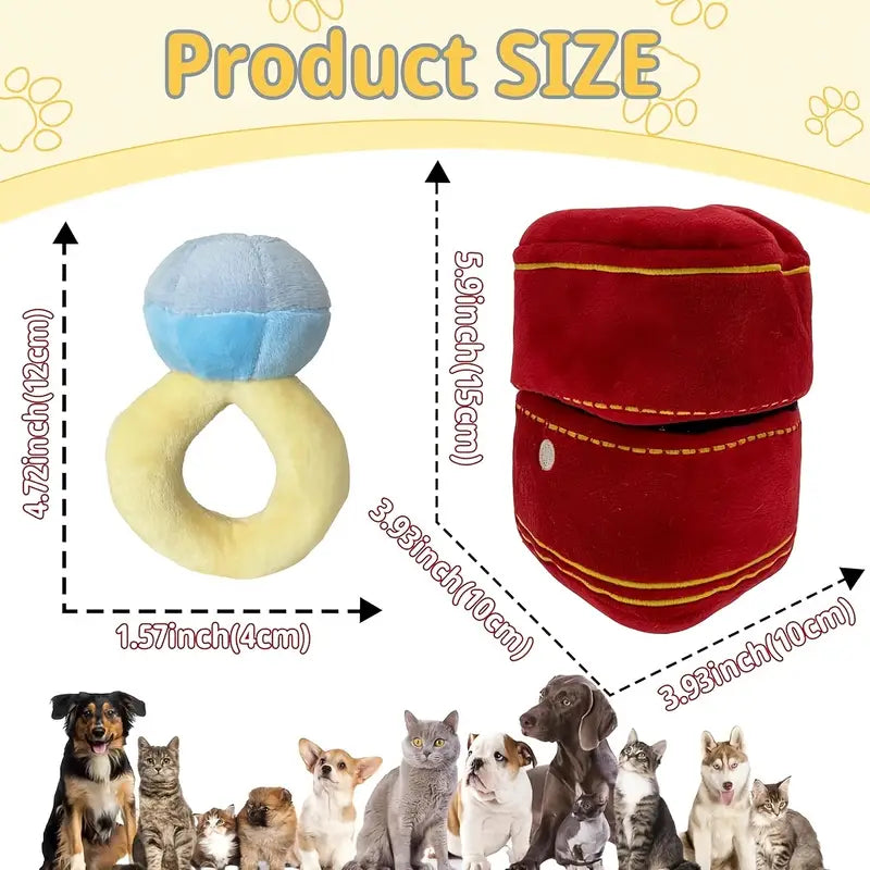 Luxury Inspired Fun Ring in Plush Red Ring Box Interactive Dog Toy