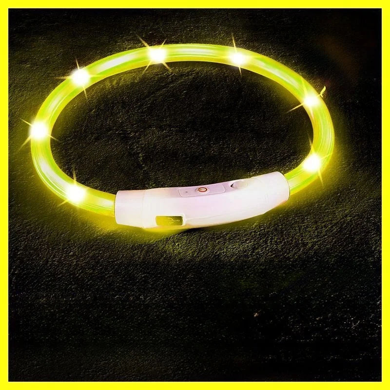 40/50/70cm Led Dog Collar USB Rechargeable Pet Dog Night Luminous Charge Collar Glowing Necklace Collar Safety Night Light