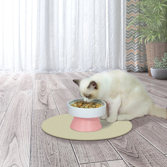 Pet Zen Elevated Ceramic Cat Bowl with Wide Mouth Neck Guard