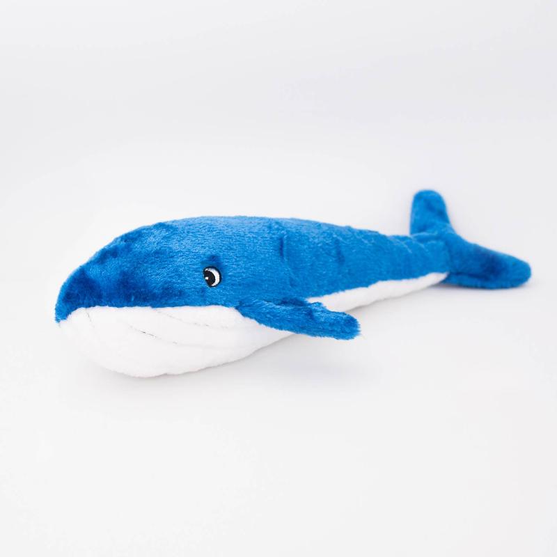 Jigglerz Blue Whale Plush Dog Toy