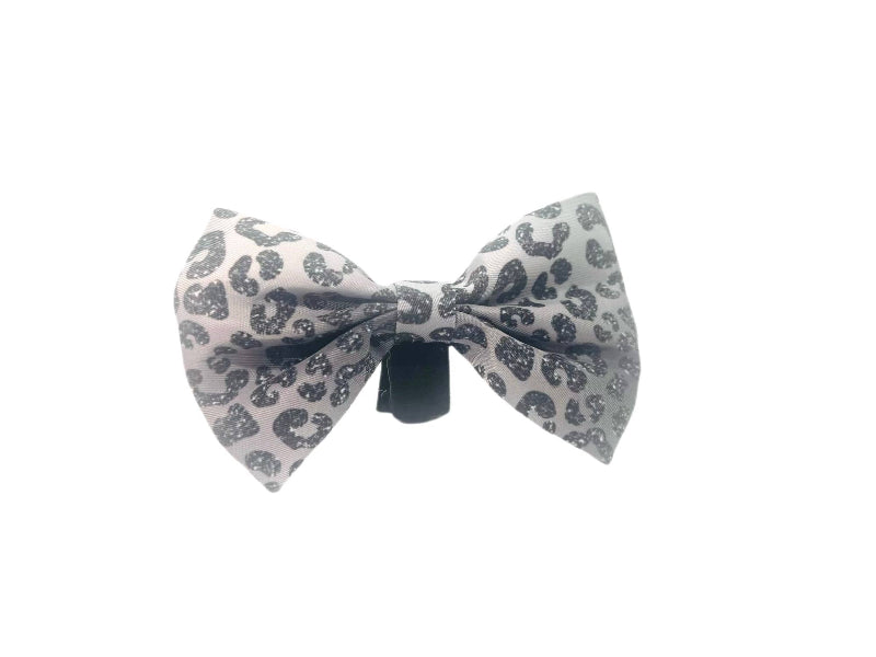 You’re So Glam Leopard Silver Ombre Bow Tie Dog Collar Attachment