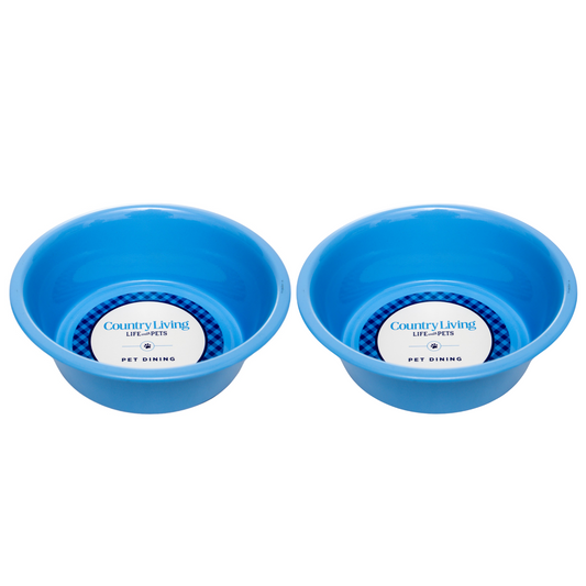 Dog Cat Country Living Coated Steel Heavy Bowls 2pc