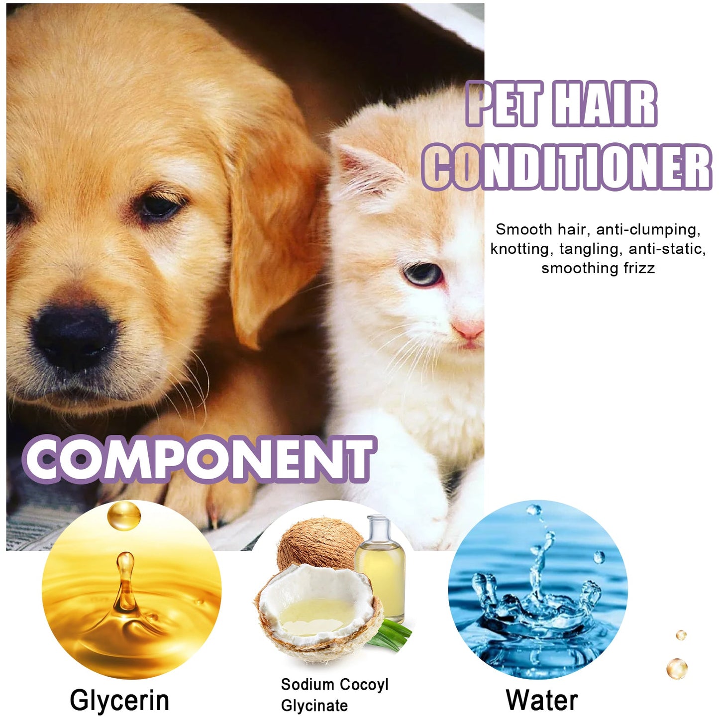 Pet Hair Conditioner, Fluffy Soft Not Knot Pet Pet Hair Clean Nursing Hair Cream - Purrfect Pet Kingdom