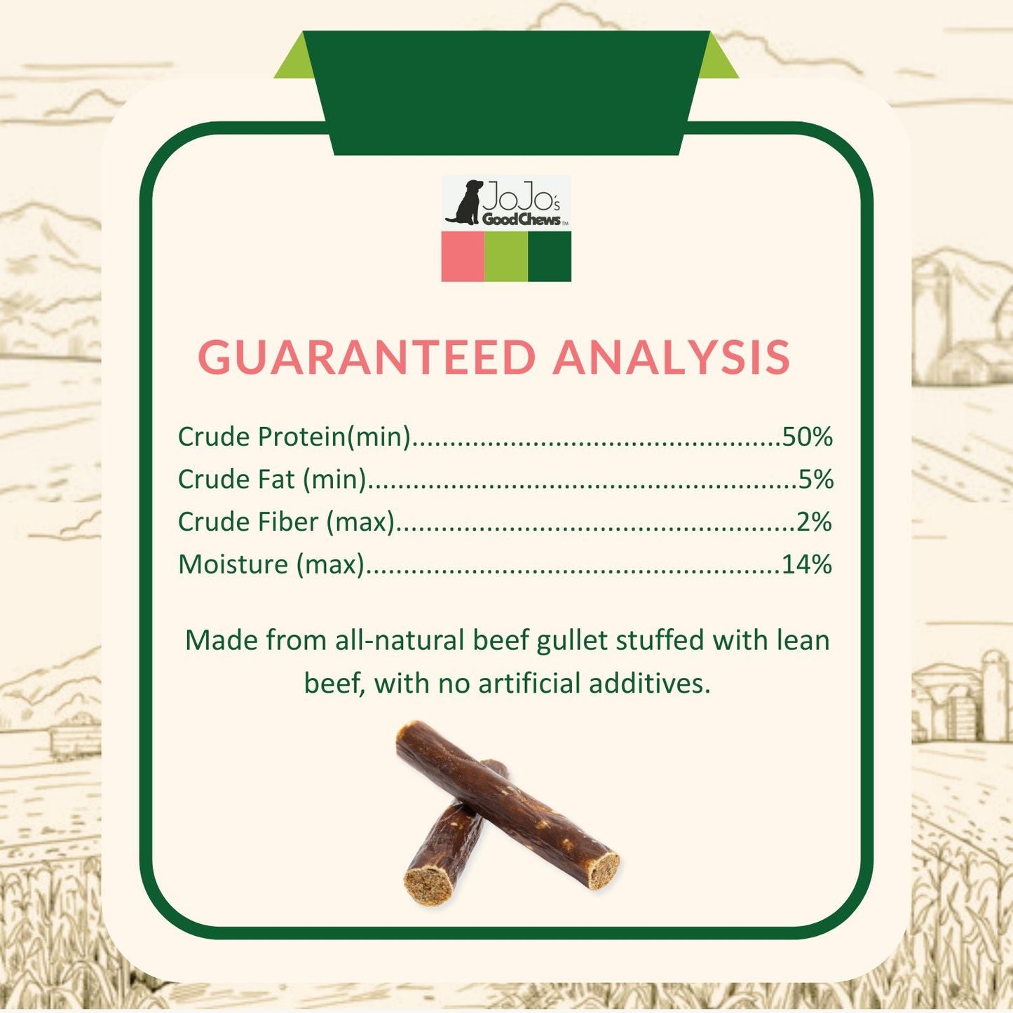 Beef Stuffed Gullet Dog Treats 6 Inch 25 Pack ๐ฆด
