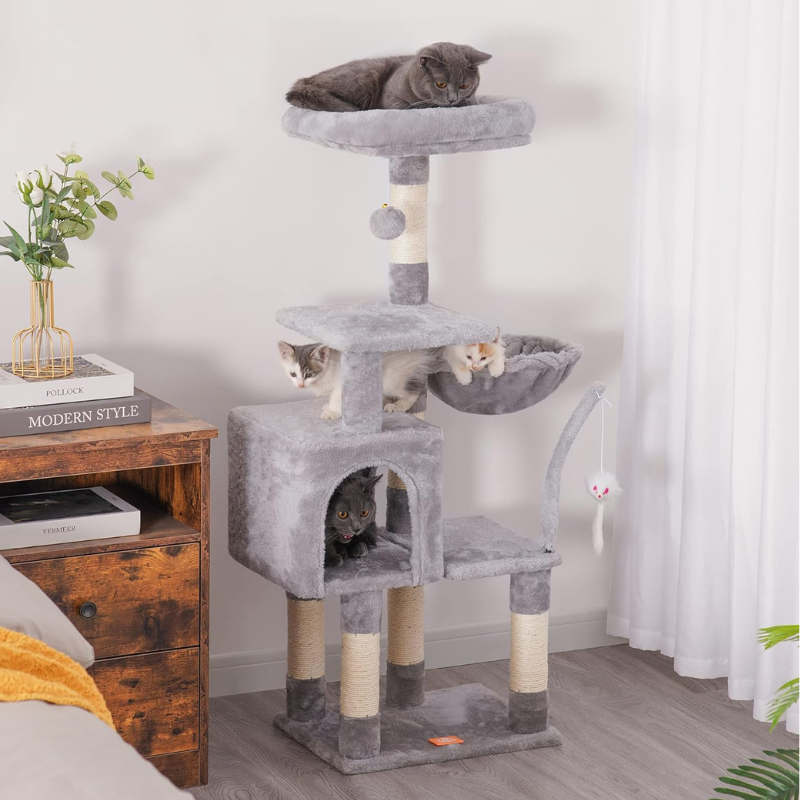 Heybly Small Cat Tree with Hammock – Compact Cat Tower & Furniture for Indoor Cats - WTN Essentials