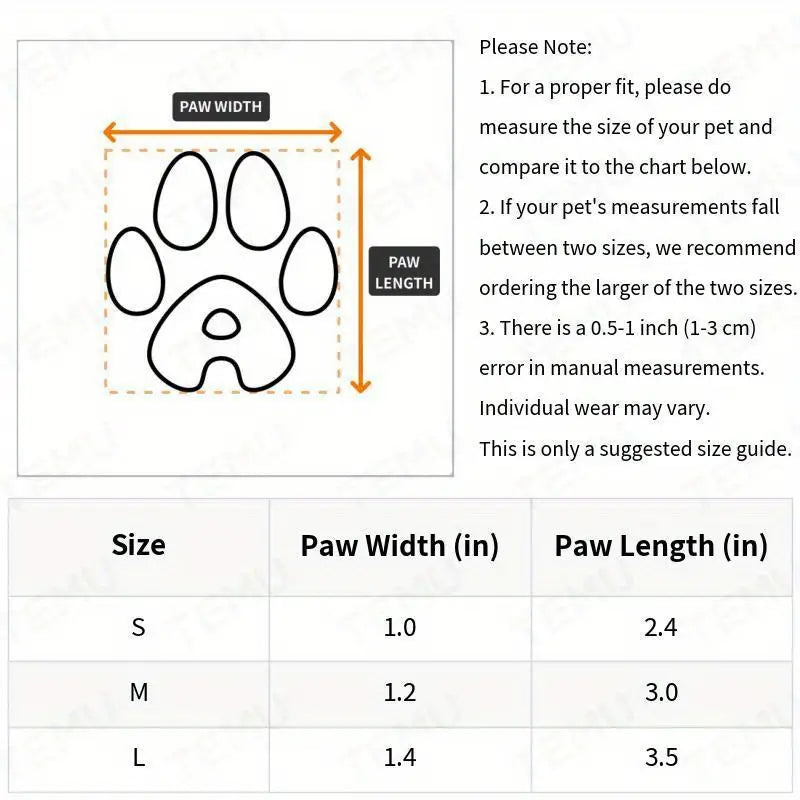 Cute Paw Hot Pink Non-Skid Bottom Warm Pet Socks - 4pc