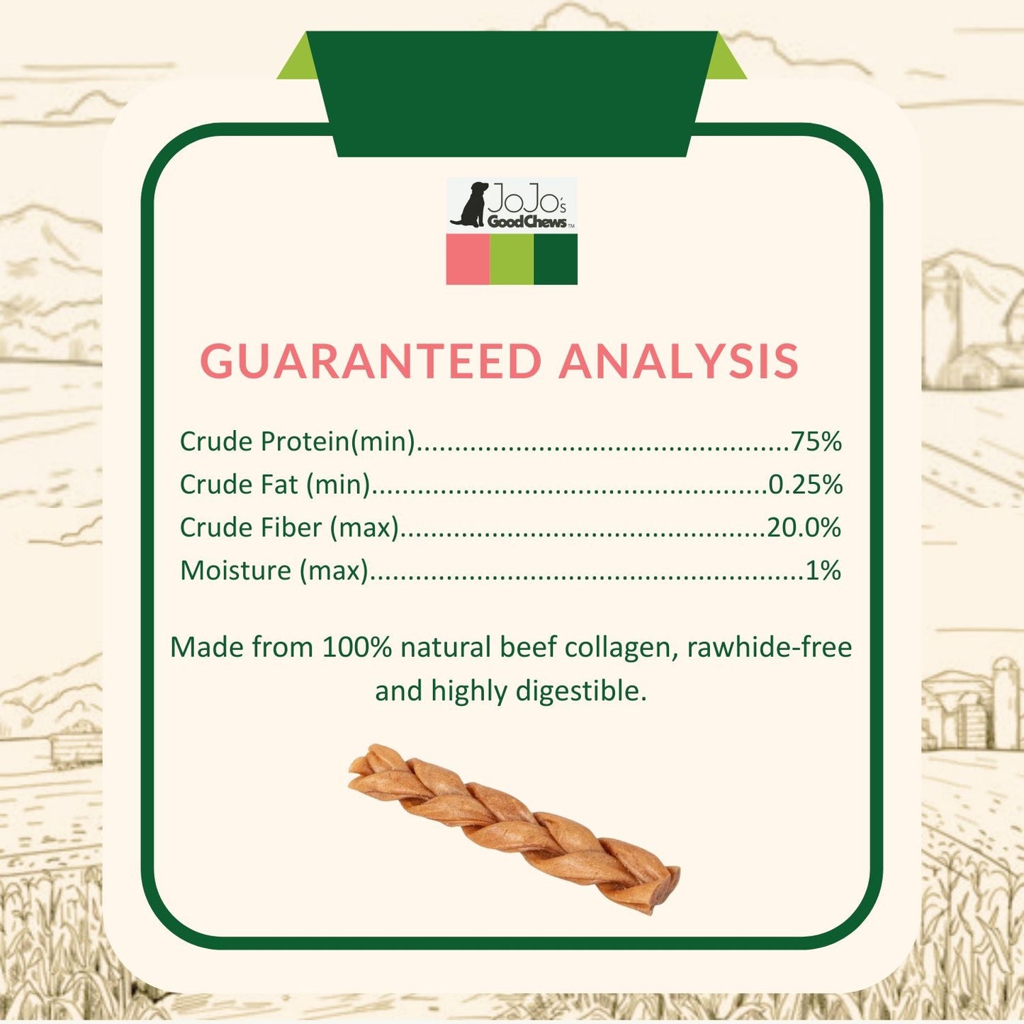 All-Natural Braided Collagen Stick Dog Treats, Supports