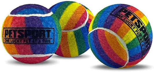 Petsport Tuff Balls Rainbow Squeaky Dog Toy Set 1.8 Inch 3 Pack