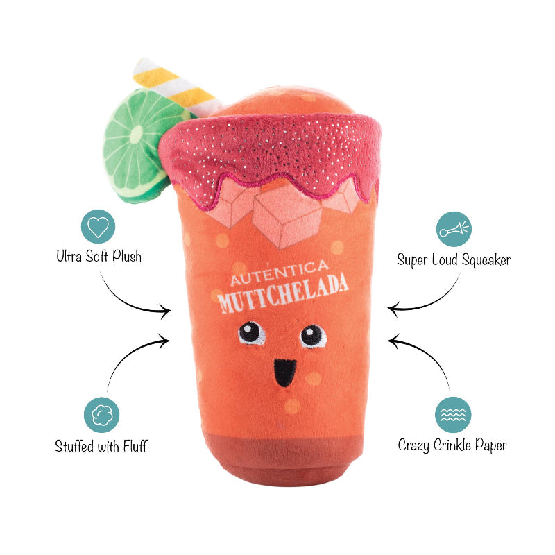 Muttchelada with Lime Adornment Plush Squeaky Dog Toy