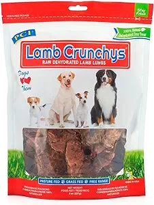 PCI Lamb Crunchy Natural Lamb Lung Slices (8oz) - dehydrated dog treats - The Family Pet