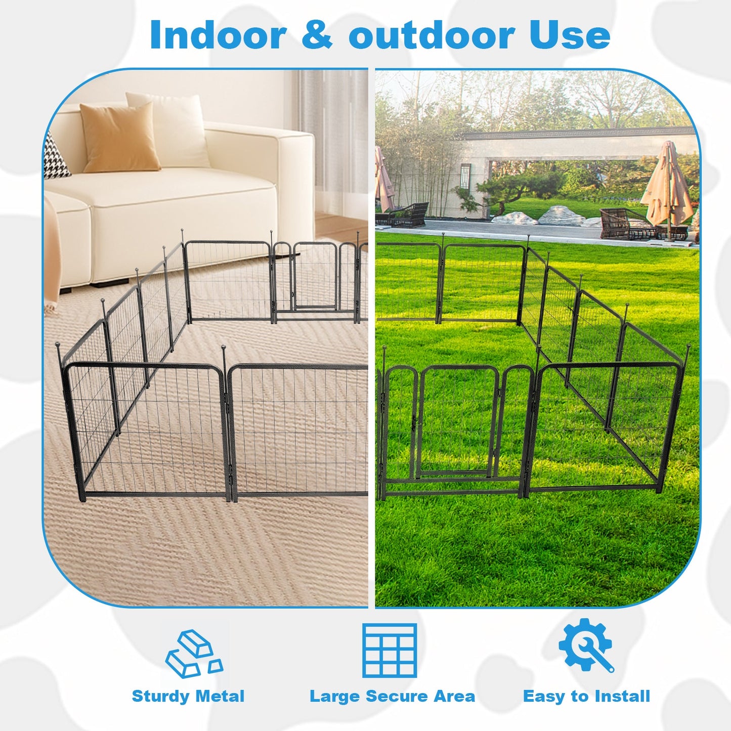 16 Panels Dog Playpen for outdoor,yard,camping,24"Height dog fence with 2 doors. - Purrfect Pet Kingdom