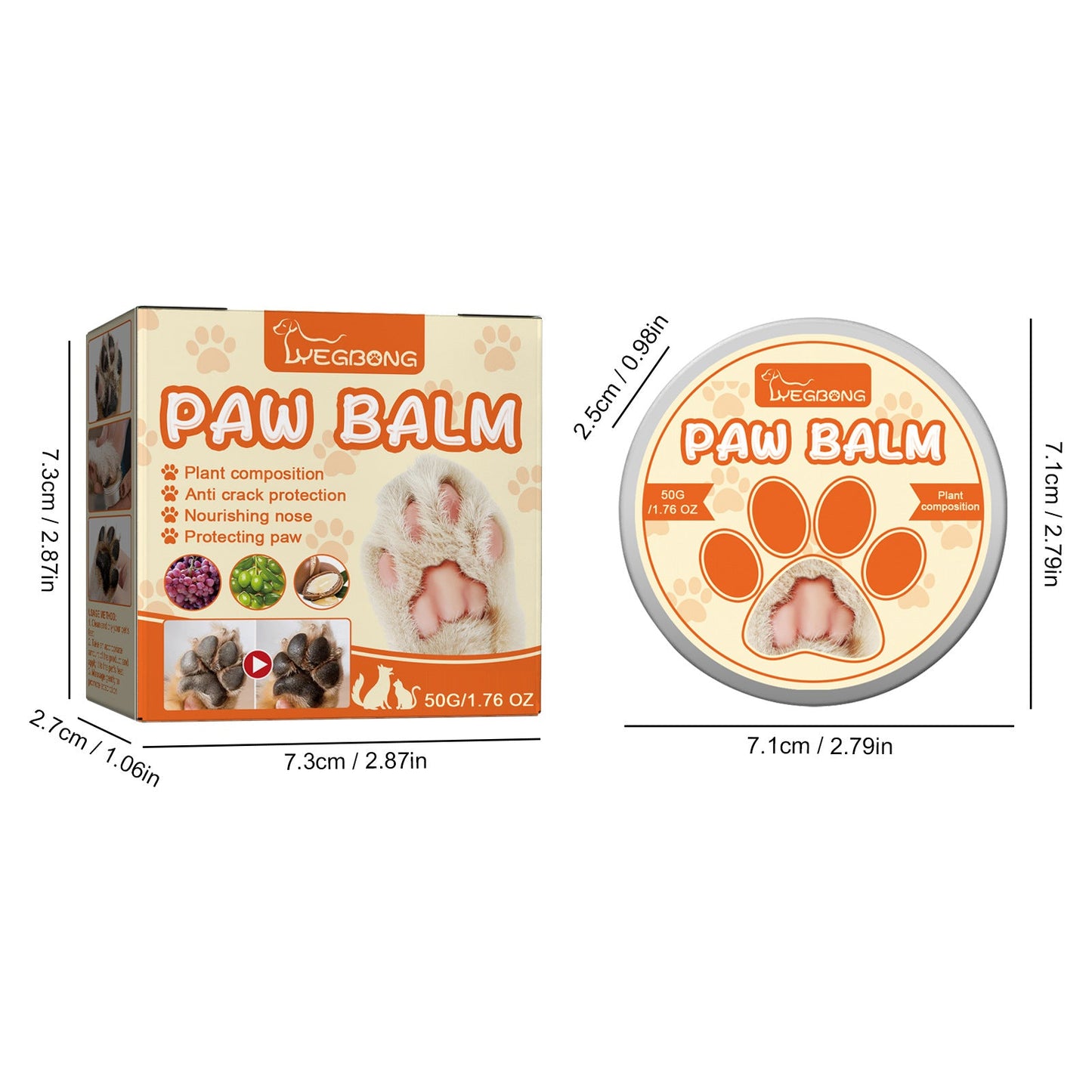 Premium Moisturizing Paw Balm for Dry Cracked Pet Paw Pads