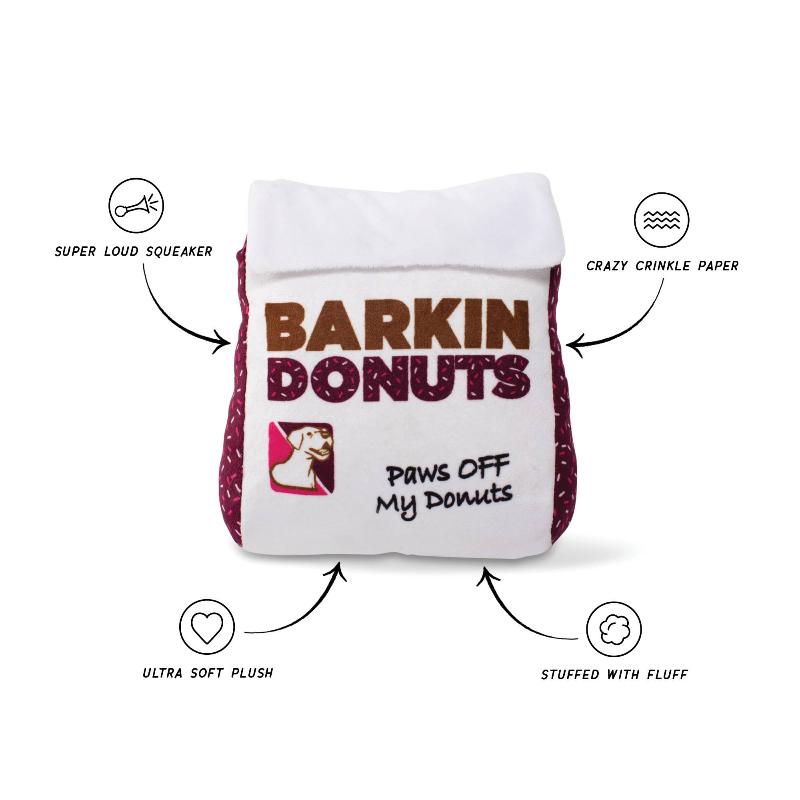 Barkin Donuts Donut Bag Plush Dog Toy