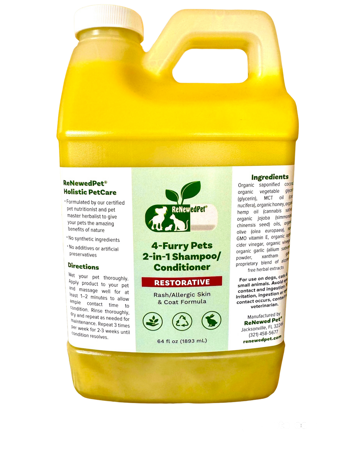 4 - FURRY PETS 2 - IN - 1 * RESTORATIVE SHAMPOO & CONDITIONER - 4 Furry Friends - ReNewedPet