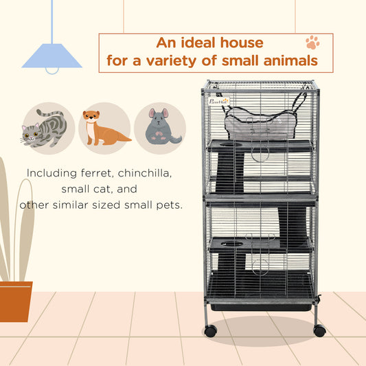 Small Animal Cage 4-Tier – Large Metal Ferret & Chinchilla Pen