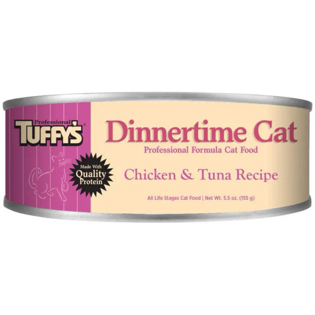 Close up view of Purrfect Pet Kingdom Essential Tuffy's Cat Dinnertime Chicken & Tuna (5.5oz) For Cats