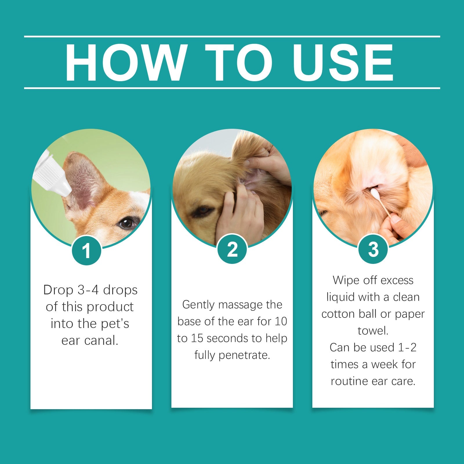 Pet Ear Wash Relieves Ear Discomfort For Cats And Dogs Clean, Decontaminate, Moisturize, Soothe And Nourish - Purrfect Pet Kingdom