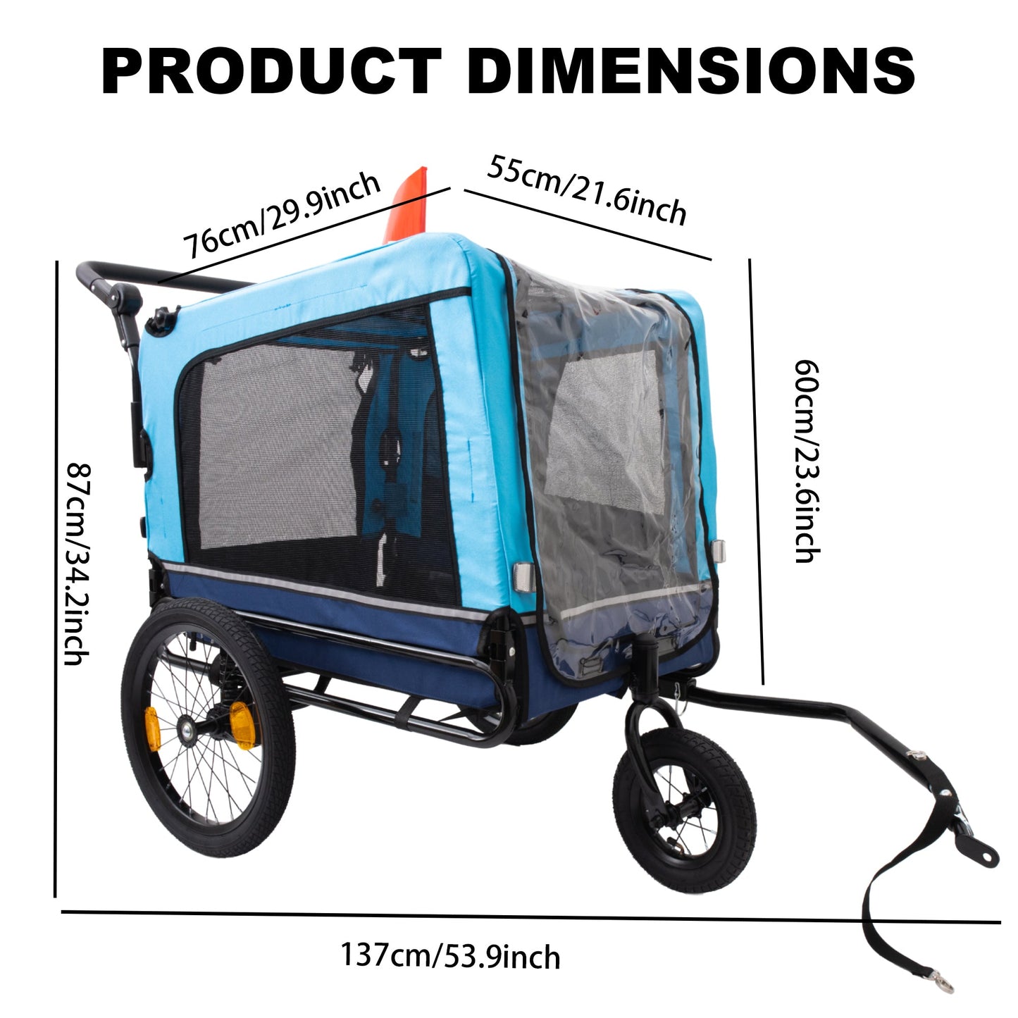 Heavy Duty Pet Stroller - Foldable Utility Bicycle Trailer