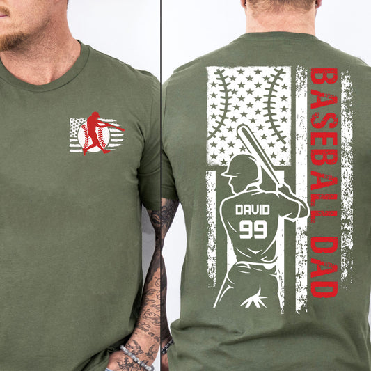 Custom Baseball Dad Shirt, Personalized Custom Name and Number TShirt, Father's Day Dark Shirt Gift, Gift for Dad, Gift for Husband 682241