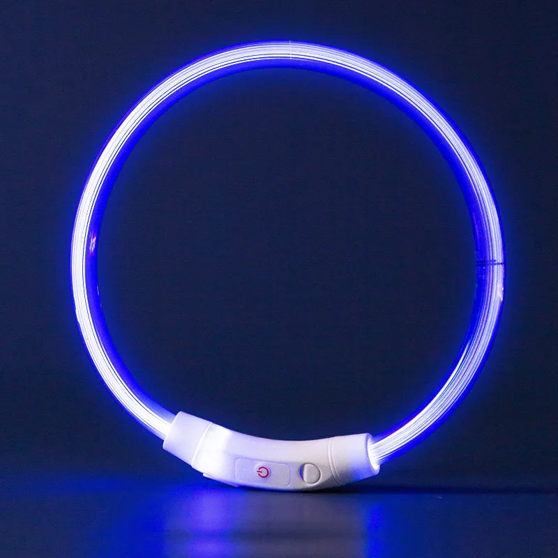 40/50/70cm Led Dog Collar USB Rechargeable Pet Dog Night Luminous Charge Collar Glowing Necklace Collar Safety Night Light