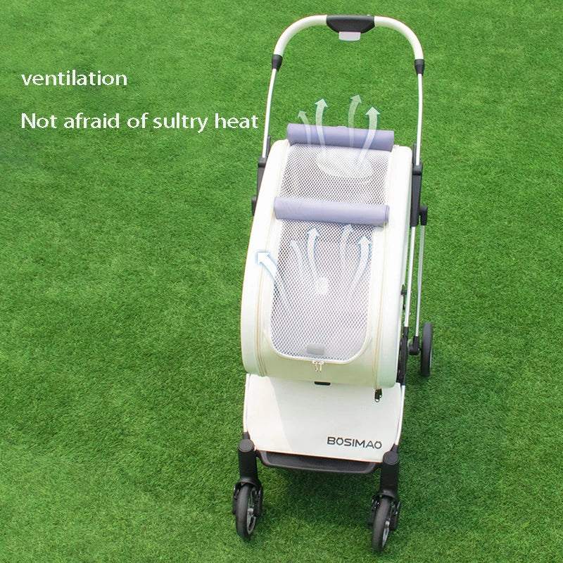 Fashionable Pet Dog Cats Four Wheeled Cart Lightweight Foldable Separable When Going Out Small Medium-Sized Pets Dog Stroller - Purrfect Pet Kingdom