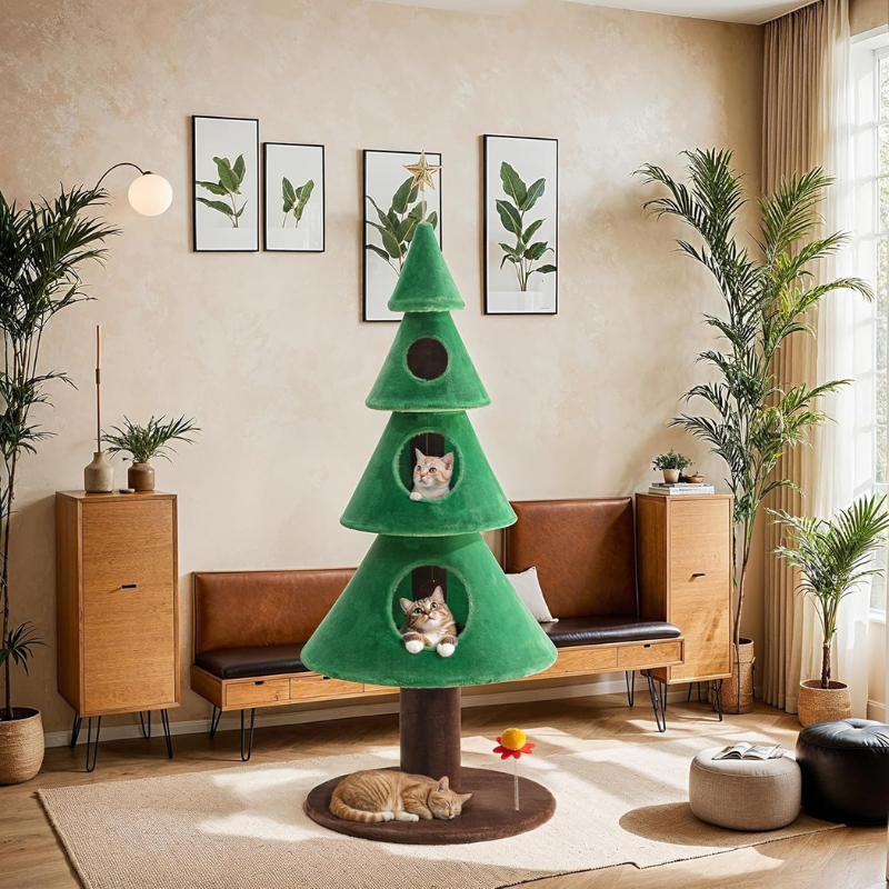 Allewie 63″ Cat Tower – Carpet Cat Tower & Scratcher Tower for Cats - WTN Essentials