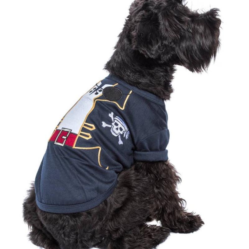 Pirate Captain Black Costume Embroidered Dog T-Shirt