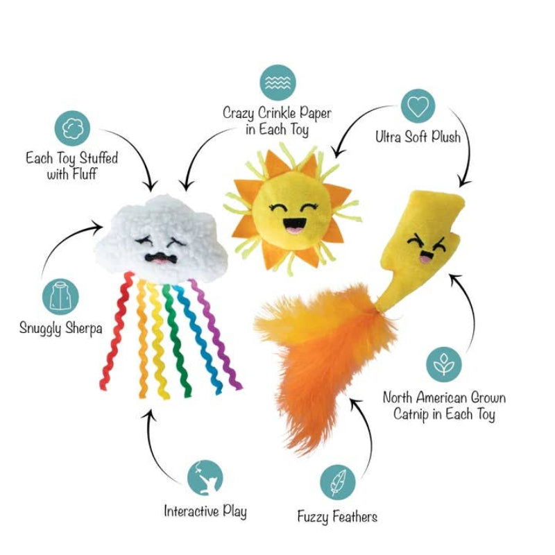 Purr-fect Weather Plush Summer Cat Toy Set - 3pc