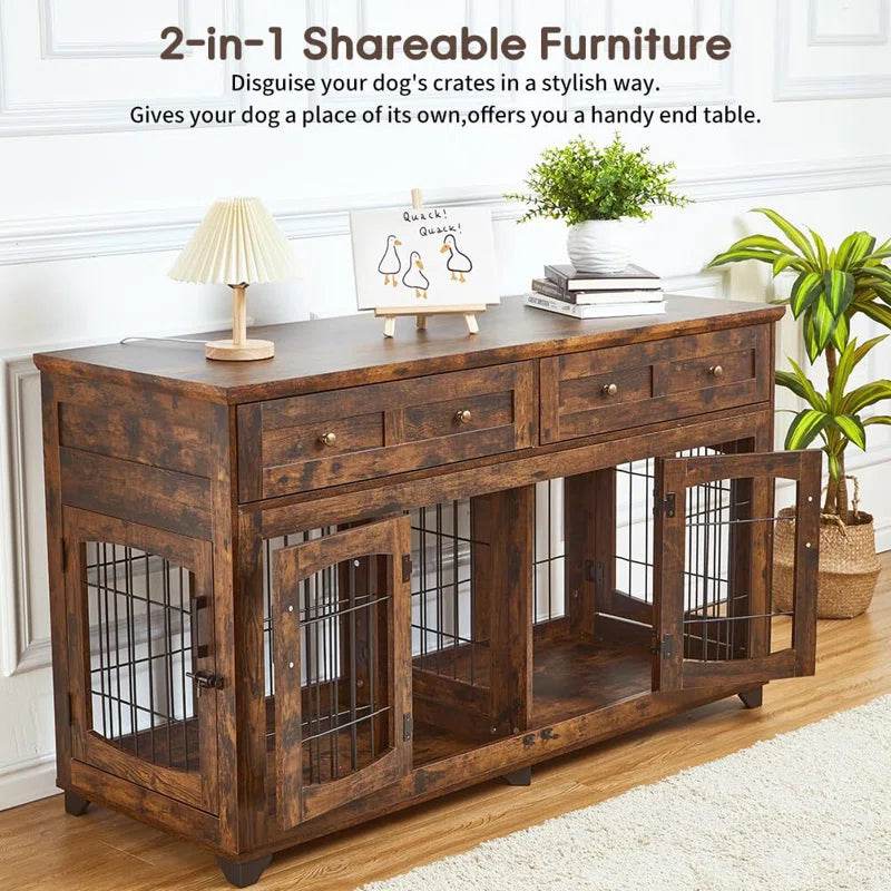Dog Crate Furniture with Openable Partition