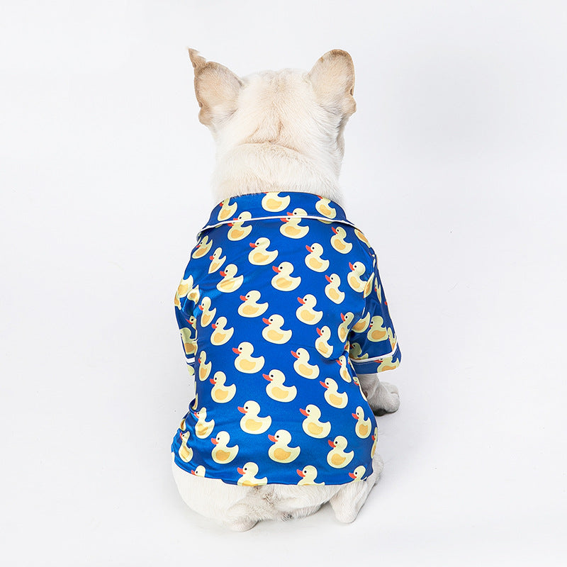 Silk Dog Pajamas Duck Print Soft Sleepwear 🦆