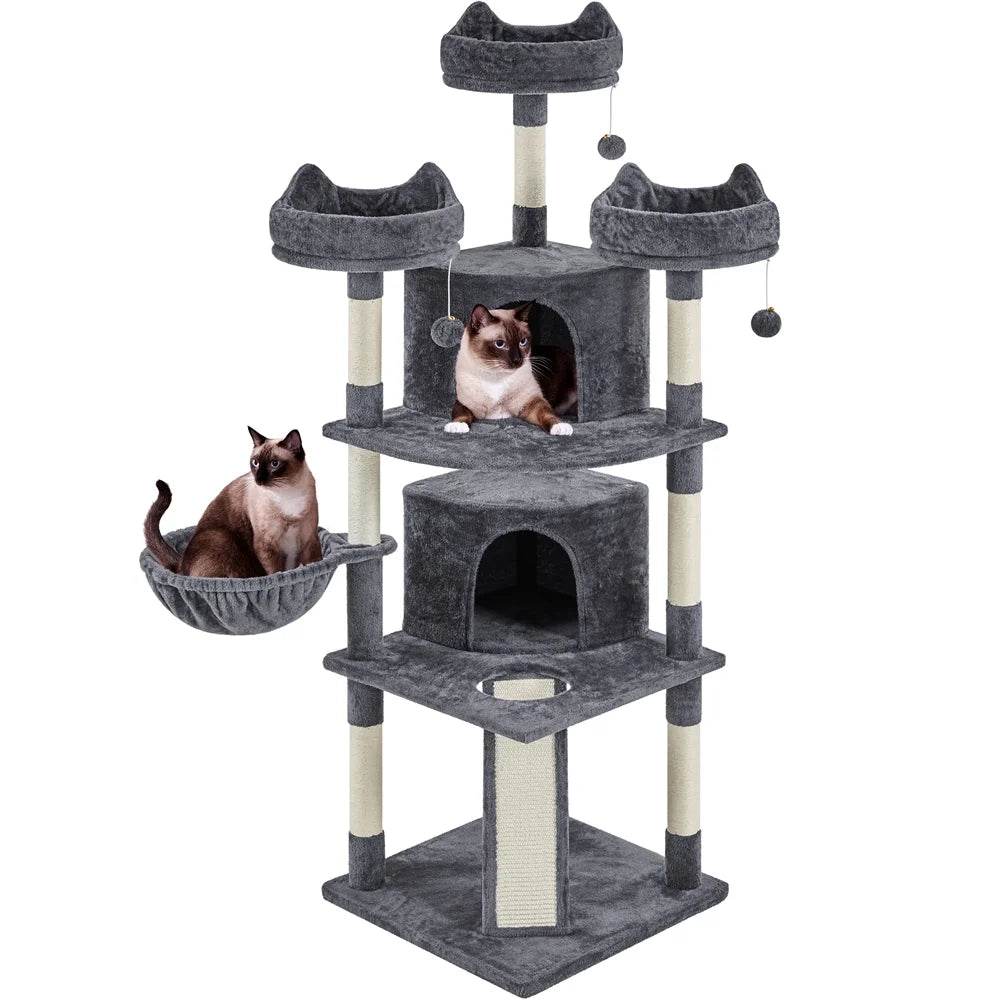 Renwick 69in Large Cat Tree Tower with Condos & Scratching Board - Dark Gray