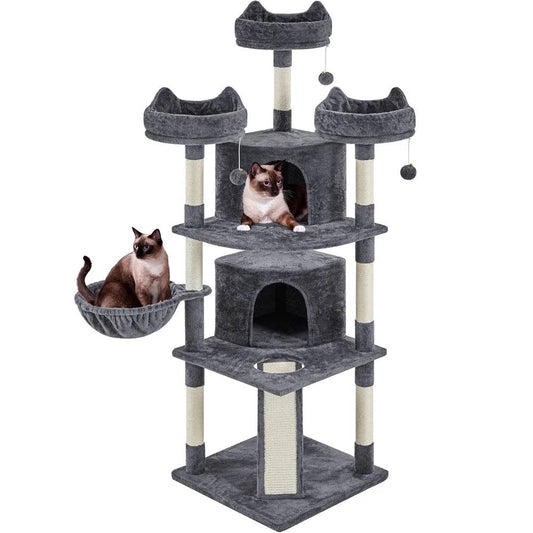 Renwick 69in Large Cat Tree Tower with Condos & Scratching Board - Dark Gray
