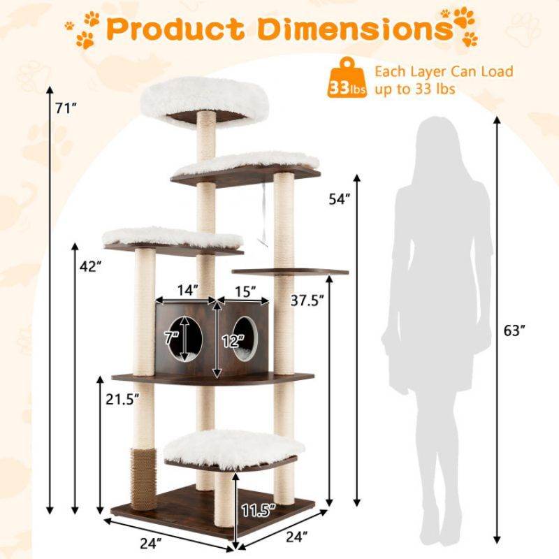 Purrfect Pet Kingdom 7-layer Cat Tree Condo with Plush Beds Purrfect Pet Kingdom