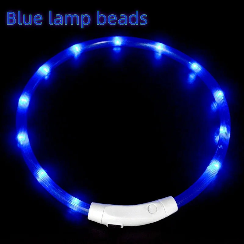 40/50/70cm Led Dog Collar USB Rechargeable Pet Dog Night Luminous Charge Collar Glowing Necklace Collar Safety Night Light
