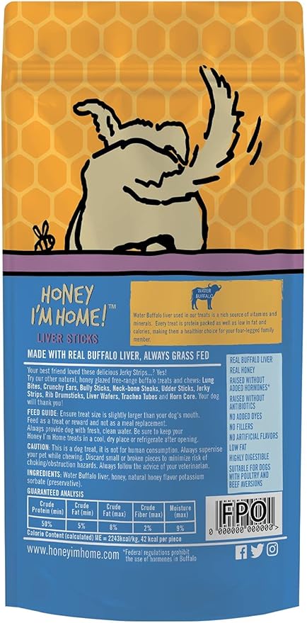Honey I'm Home Buffalo Liver Sticks Dog Treats (4.76oz) - Dog Treats - The Family Pet