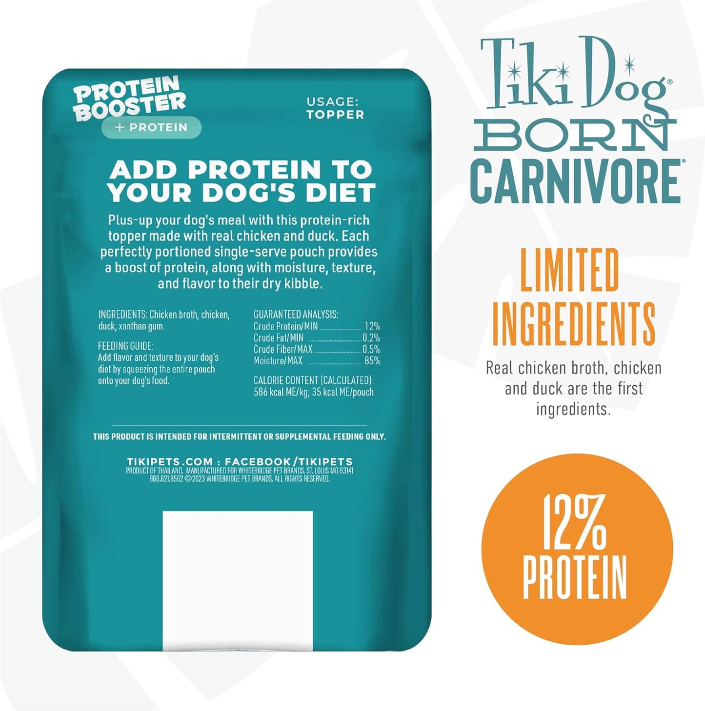 Tiki Dog Carnivore Topper Chicken & Duck 2.1oz - Dog Food Topper - The Family Pet
