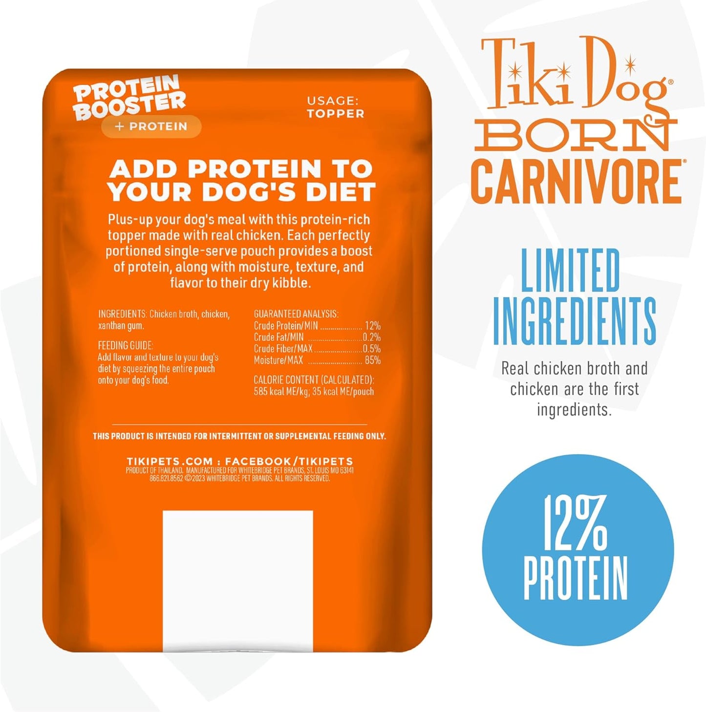 Tiki Dog Carnivore Topper Chicken 2.1oz - Dog Food Topper - The Family Pet