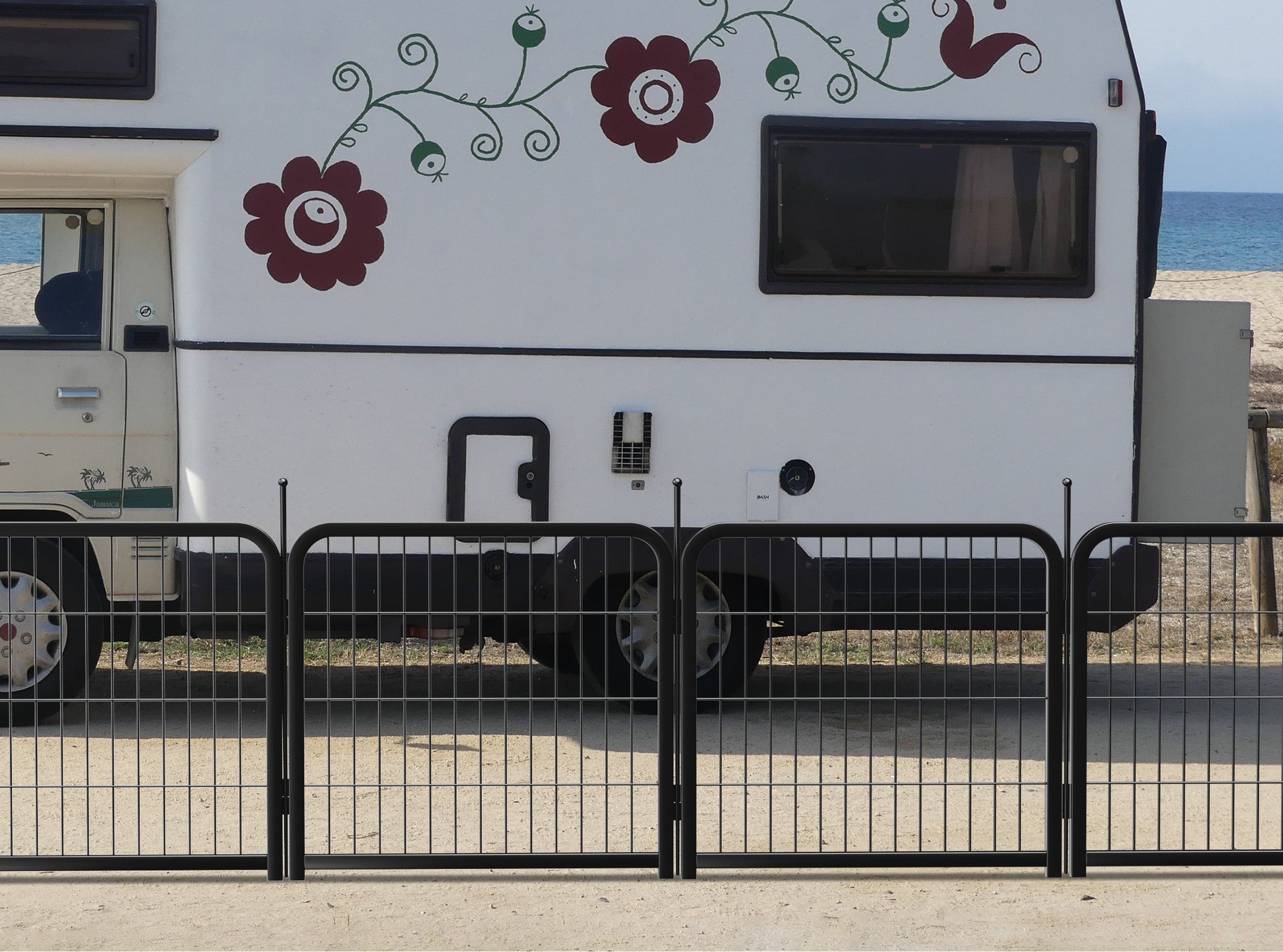 8-panel dog fence, 24 inch small dog pet fence, portable indoor pet game fence. Black, 22.2 inches wide x 23.6 inches high. - Purrfect Pet Kingdom