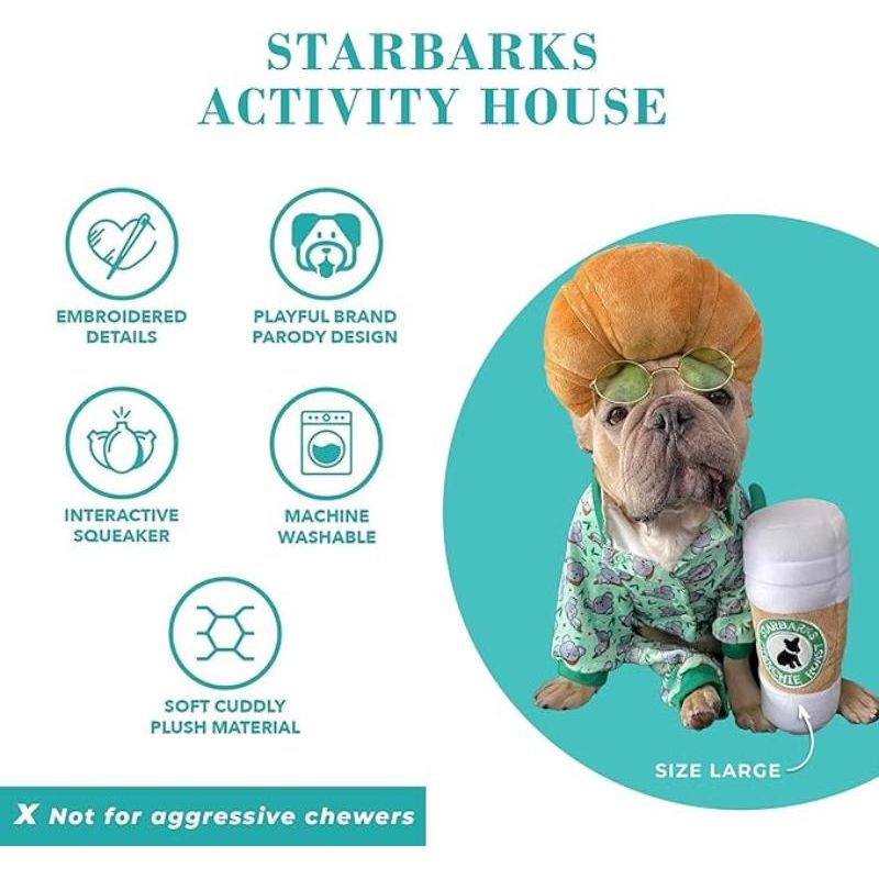 Starbarks White Coffee Cup Plush Squeak Dog Toy