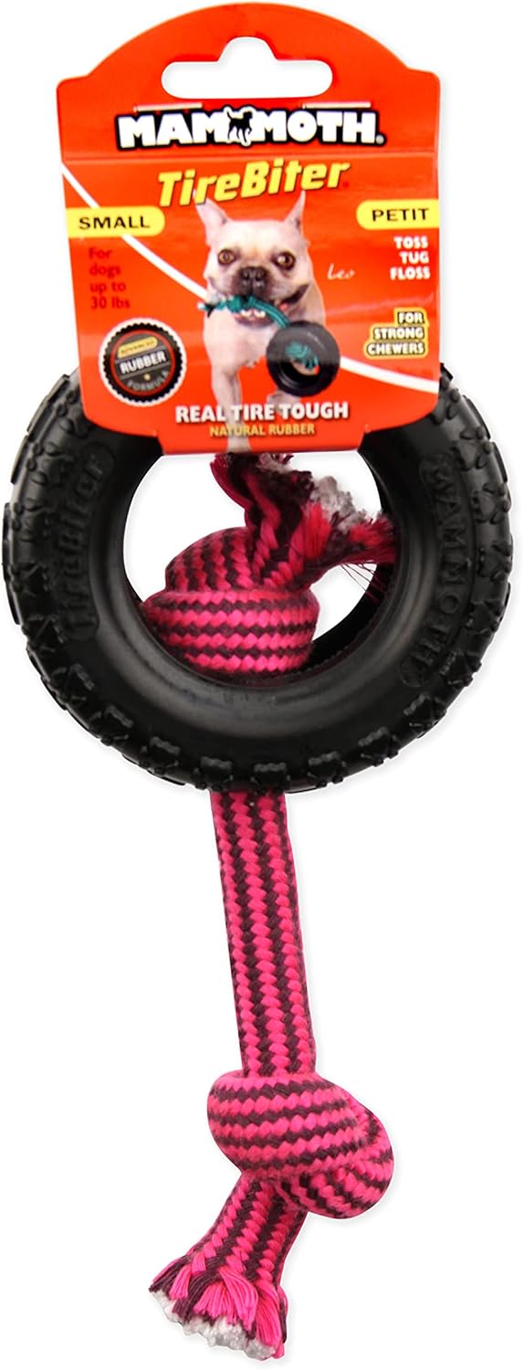 Mammoth Tire Biter ll With Rope - Rubber Dog Toys - The Family Pet