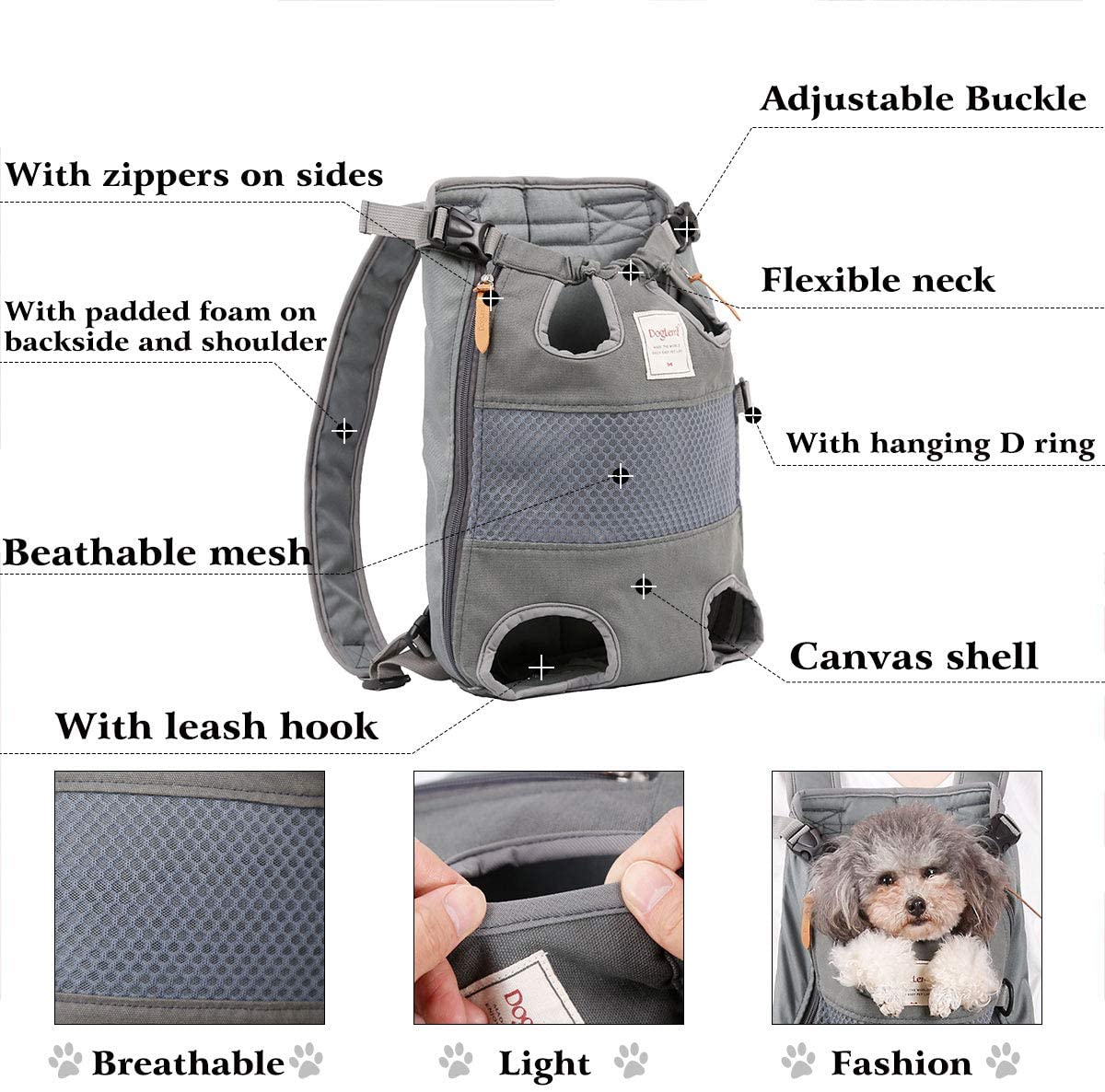 Pet Carrier Backpack Front Cat Dog Travel Hands Free ๐