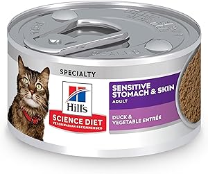 Hill's Science Diet Adult Sensitive Stomach & Skin Duck & Vegetable Entree (2.9oz) - Wet Cat Food - The Family Pet