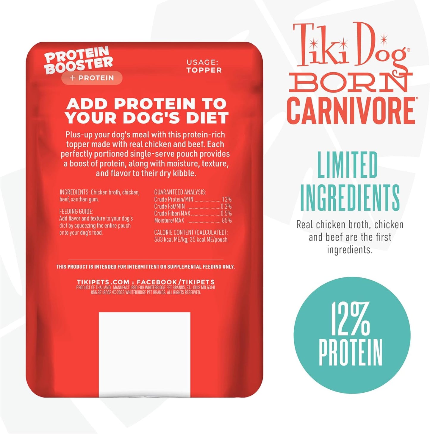 Tiki Dog Carnivore Topper Chicken & Beef 2.1oz - Dog Food Topper - The Family Pet